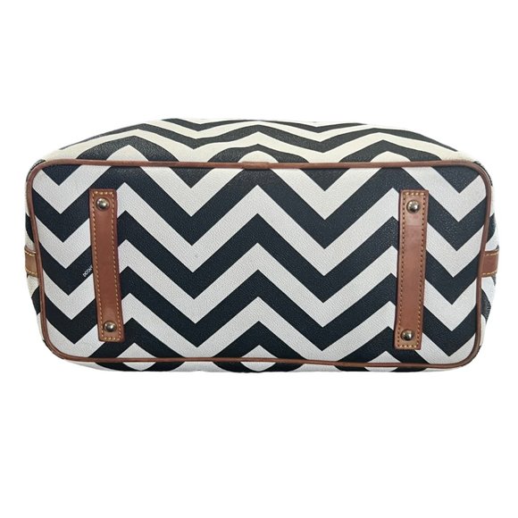 Dooney & Bourke Chevron Tote Bag Black White - Picture 7 of 14